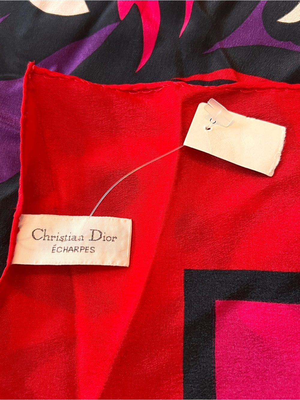 Vintage Christian Dior Multicolor Floral 100% Silk Scarf Japan New W/O Tag Nice! - Picture 8 of 12